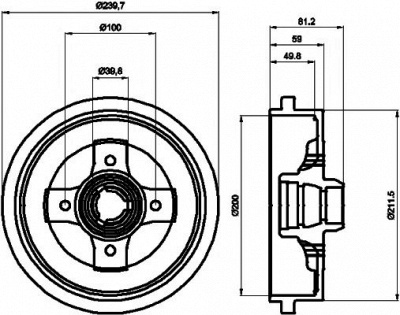HELLA PAGID 8dt355301701 -  Тормозной барабан